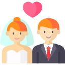 Illustration of wedding couple representing getting married